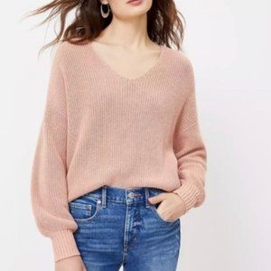 Loft Ribbed V Neck Sweater Size S